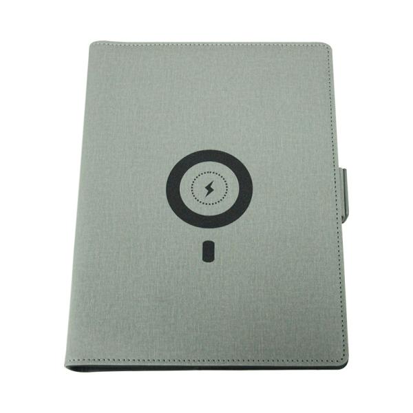 Customized Print Wholesale Luxury Business Smart Hardcover Pu Leather Loose Leaf Wireless Charging Notebook