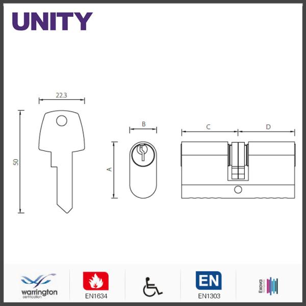 Commercial Door Lock Cylinder Split Cam Satin Nickekl Keyed Alike
