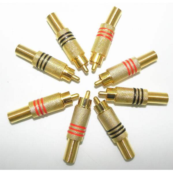 Metal Spring  Male Audio RCA Cable Connectors , RCA Plug Connectors 24K