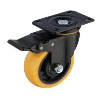 Roues industrielles de roulettes de plat de pivot de polyuréthane de 3 pouces avec la serrure