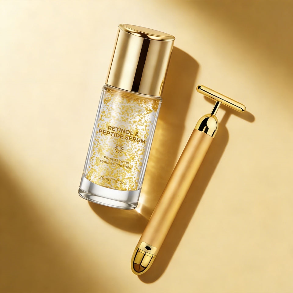 OEM ODM Brand Natural Facial Essence Gold Particle Retinol Peptide Anti-Wrinkle