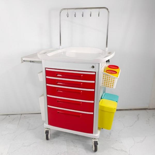 5 tiroirs de médicaments chariot médical hôpital IV chariot de cannulation avec crochets de perfusion