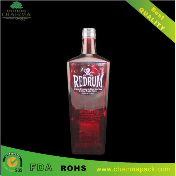 Red Tapered—Shape Glass Bottle for Rum