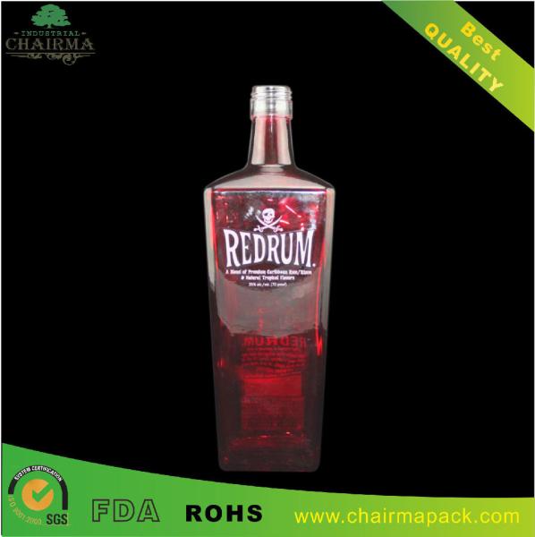 Red Tapered—Shape Glass Bottle for Rum
