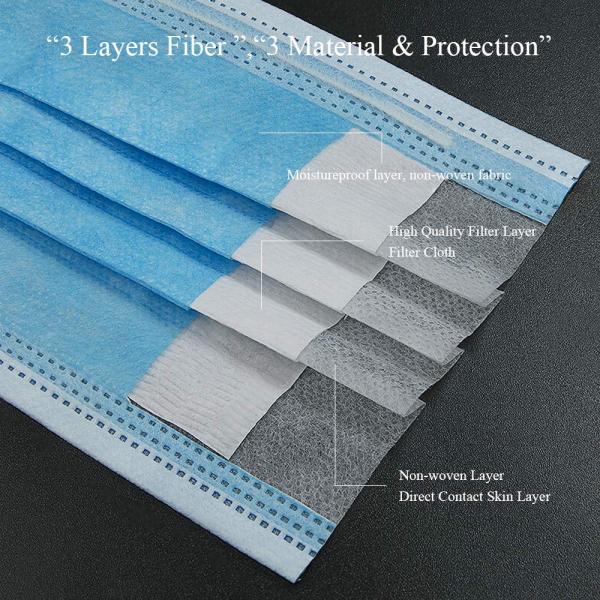 Protective 3 Ply Disposable Surgical Masks Non Woven Examination Type
