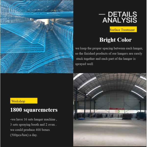 16 inch / 2.0mm Metal Clothes Wire Hanger For Dry Cleaning White Color