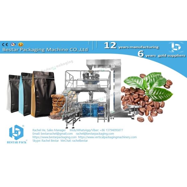 Coffee bean zipper pouch with valve automatic weighing packing machine