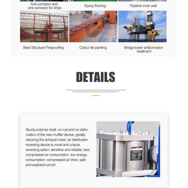 High Pressure Pneumatic Airless Paint Sprayer 20 Liters/Min 120mm Stoke Fireproofing Coating Spray Machine