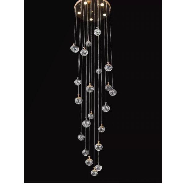 Apple Hanging Pendant Light Staircase Crystal Chandelier New Villa Hollow High Living Room Chandelier Rotating Staircase Long Chandelier