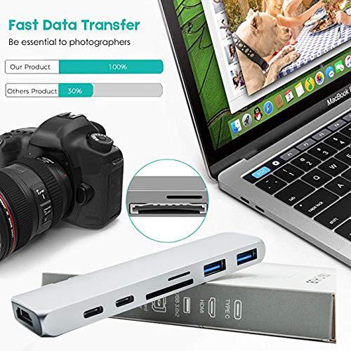 Best Type-C Duo Adapter 50Gbps MacBook Pro 2018 2017 2016 13 15,USB-C 100W Power Delivery,USBC 5Gbps Data,4K 