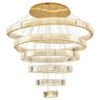Multilayer High End Foyer Large Foyer Chandeliers Anel Vertical Pendente Luz à prova de ferrugem