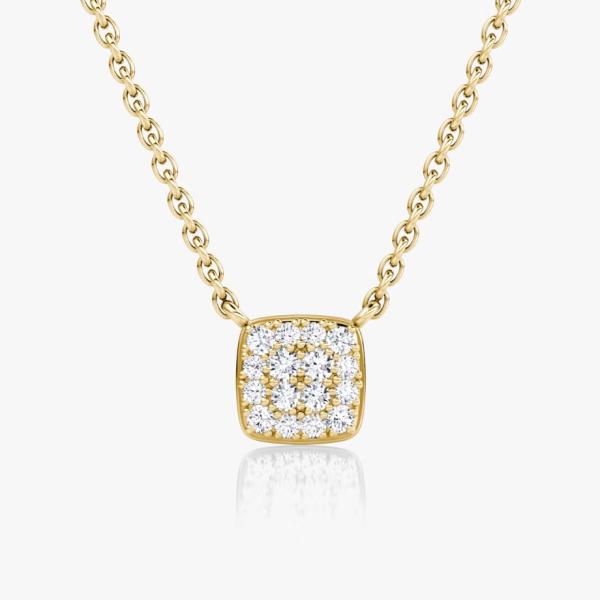 Collier pendentif carré en argent sterling 925 plaqué or 18 carats avec oxyde de zirconium