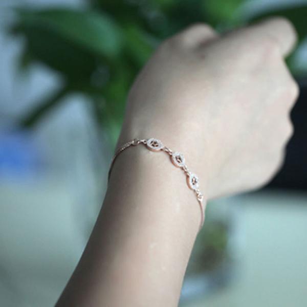 White Gold Plated Sterling Silver Cubic Zircon Start Charm Bracelets (B12281-WHITE)
