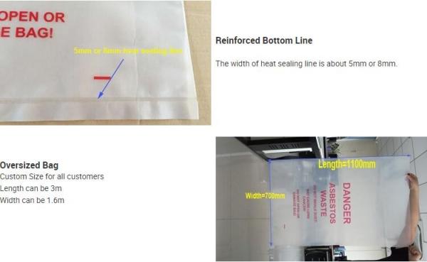 polyethylene disposal asbestos bag 33 X 50 X 6mil, Asbestos waste polyethylene disposal bag, Disposal Plastic Bag for