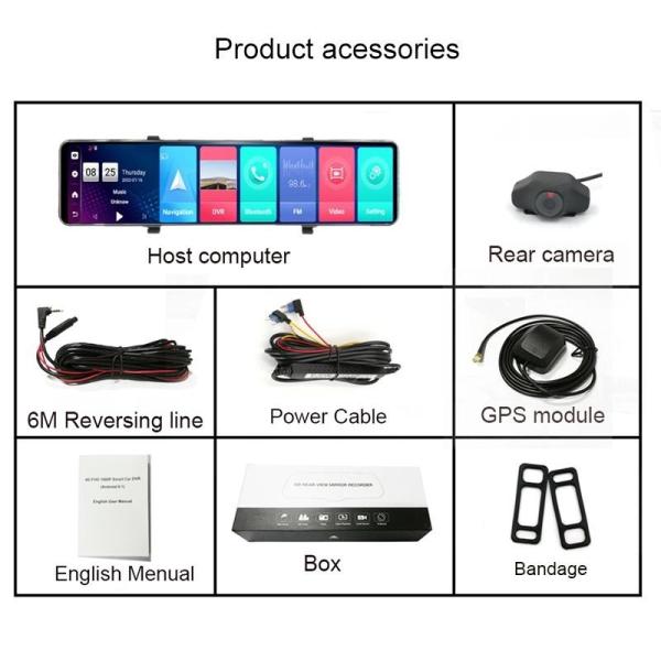 FHD1080P Dual Wireless Dashboard Camera Mirror Mounted Dash Cam IPS Screen