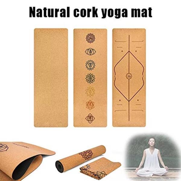 Cork Yoga Mat with thermal transfer printing,eco-friendly, Non-Slip Yoga mat, Natural wood material.