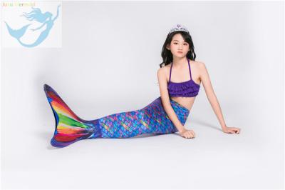 Rainbow Mermaid Swim Tails For Toddlers Ruffles Princess Designed Bikini Top