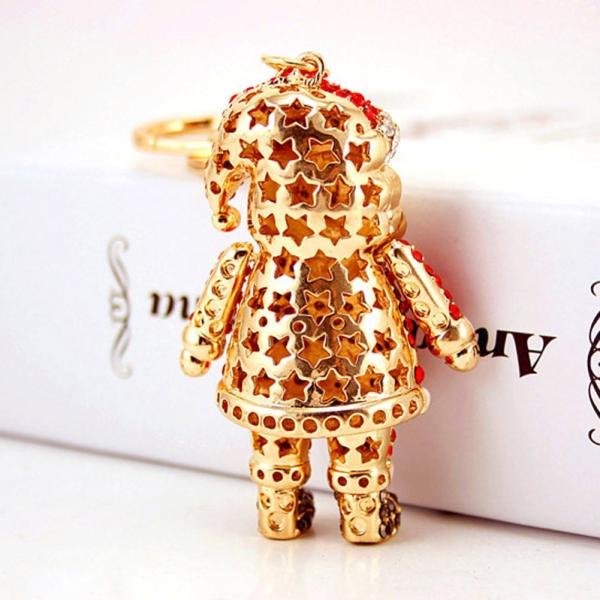 Crystal Santa Claus Snowman Metal Knick Knacks Keyring Accessories Ornament Pendants