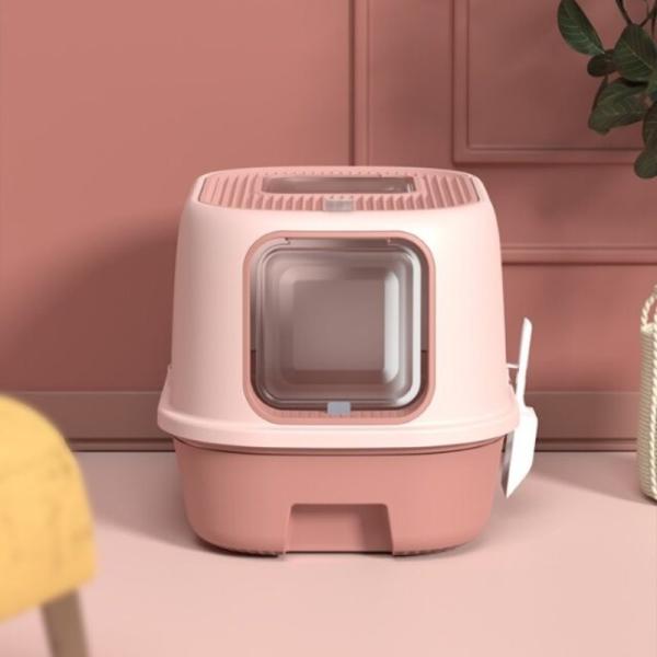 Compact Litter Tray Box Comfortable Enclosed Kitty Litter Box