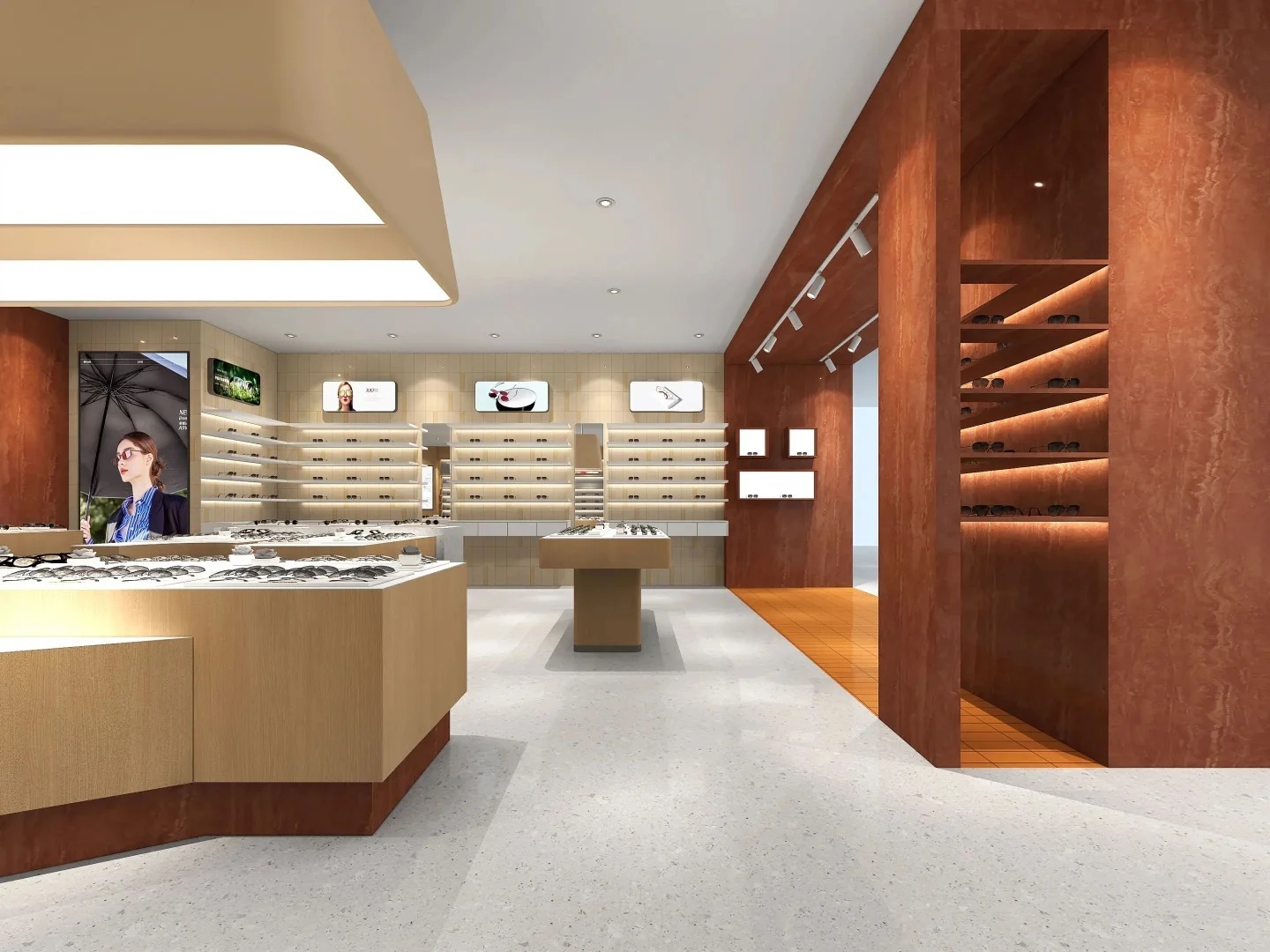 Full Set Wooden Optical Eyewear Display Cabinet with Eco-Friendly Stable Wood
