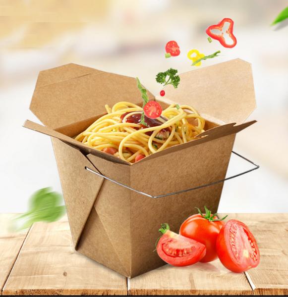 Leakproof lunch paper box for food packaging / biodegradable take away food kraft paper box