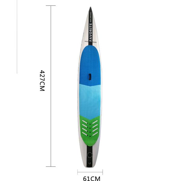 Blue Green PVC 427x61x15cm EVA Surfboard
