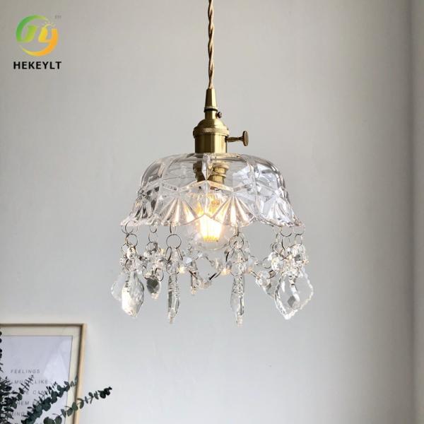 Retro Glass Pendant Light Simple Modern Bedside Restaurant Balcony Hallway Light