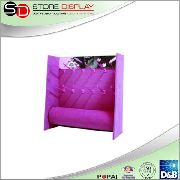 retail sidekick display stand with plastic hooks for hanging