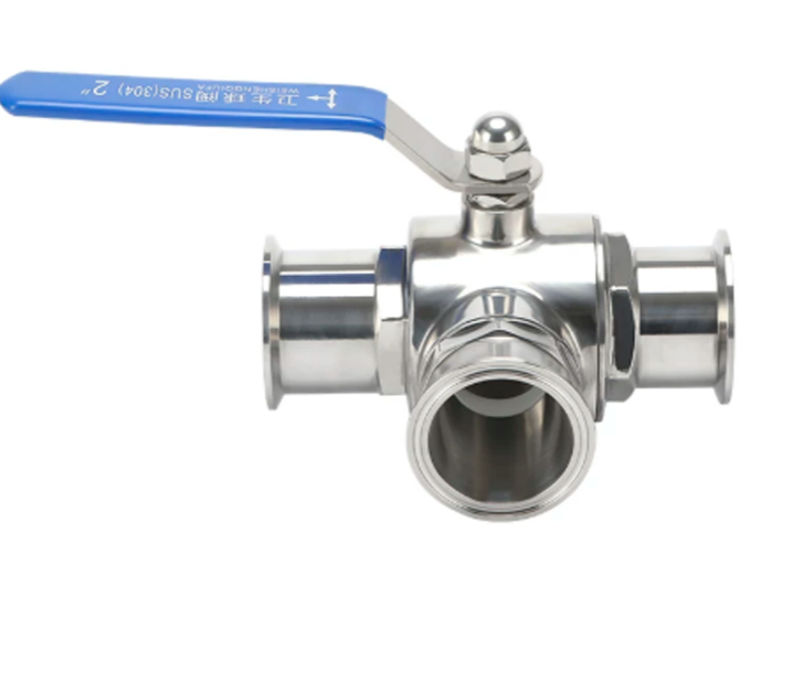 Sanitary Tri-Clamp 3-Way Ball Valve SS304/316L T/L Type PN10 Food Grade Manual Flow Control Valve for Beverage & Pharma