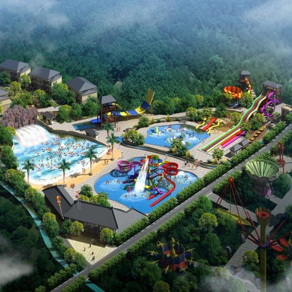 Eco Friendly Splash Park Design With Fiberglass Stainless Steel And Concrete Construction