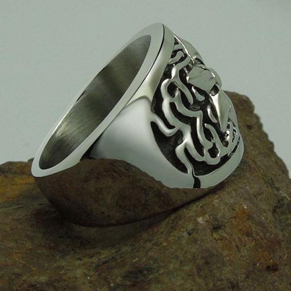 Fashion Men's Vintage Old Titanium Stainless Steel Hexagram Ring (SA336)