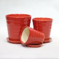 Planteurs en céramique ronde légère avec trou de drainage