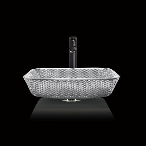 Shinning Square Countertop Bathroom Sink Chromed Electroplated Coloured Wash Hand Basins
