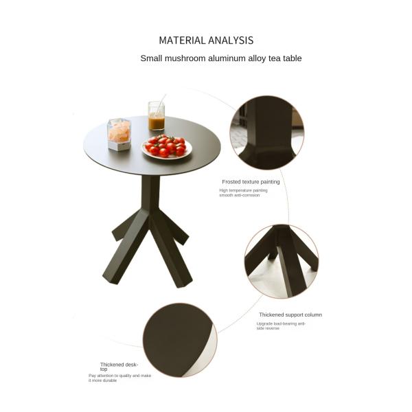 Nordic Style Outdoor Round Top Aluminium Coffee Tea Table For Balcony Garden Beach