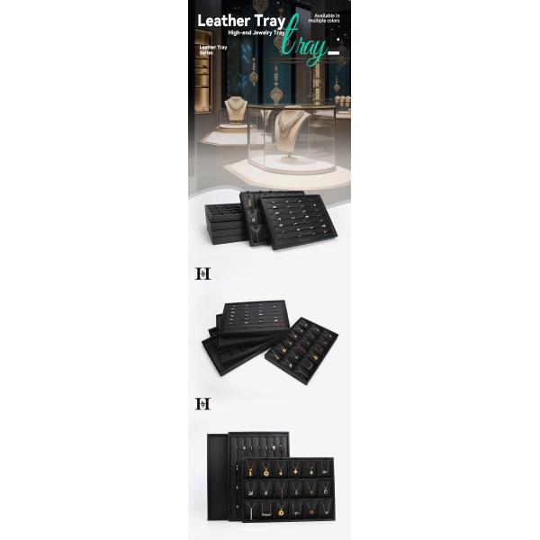 customizable Luxury black leather Jewelry Trays OEM Jewellery Trays display for ring bracelet Necklace