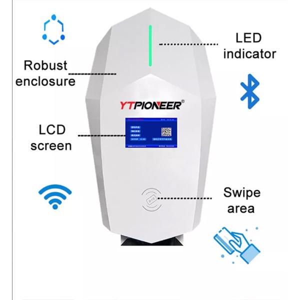 Three Phase 21kW Fast AC Car Floor Mounted EV Charger 4.3 Inch LCD Screen
