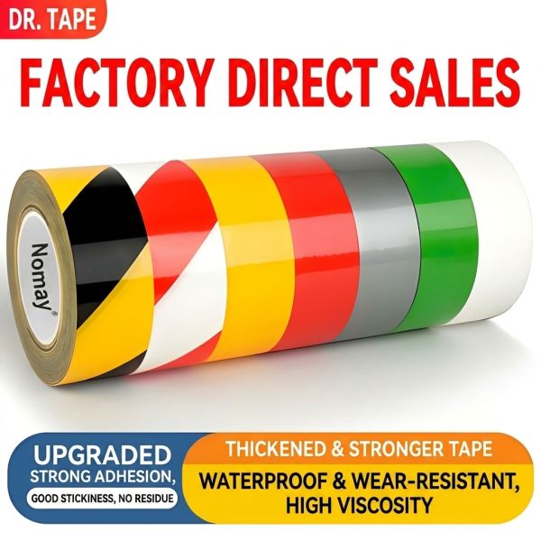 Heavy Duty Abrasion Resistant PET Floor Marking Tape Waterproof Oil-proof No Residue After Peeling for Factory Safety