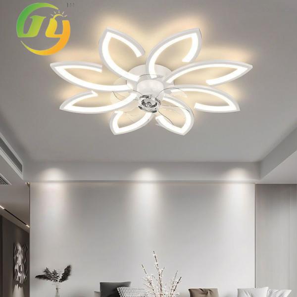 Nordic Restaurant Bedroom Living Room Frequency Conversion Silent Silver LED Ceiling Fan Lamp