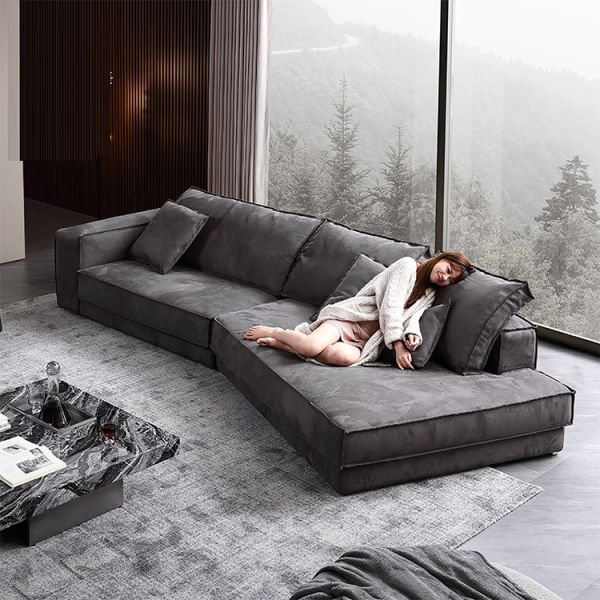 Modern Indoor Designer Italian Sofa Sets Large Fabric 2-Piece Corner Sectional Couches Convertible Furniture for Living Room