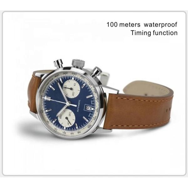 Кожа хронографа Gents наручных часов 10ATM кожаного ремня OEM