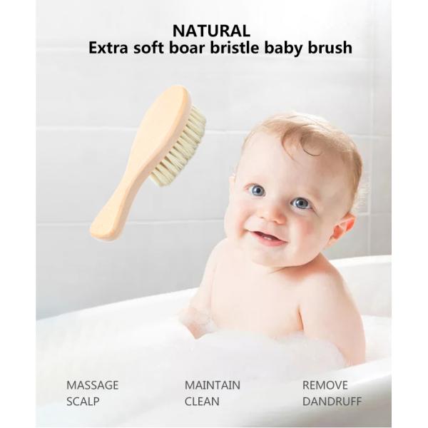 Естественная сверхмягкая детская щетка с кабаном, деревянная ручка, детская ванная щетка