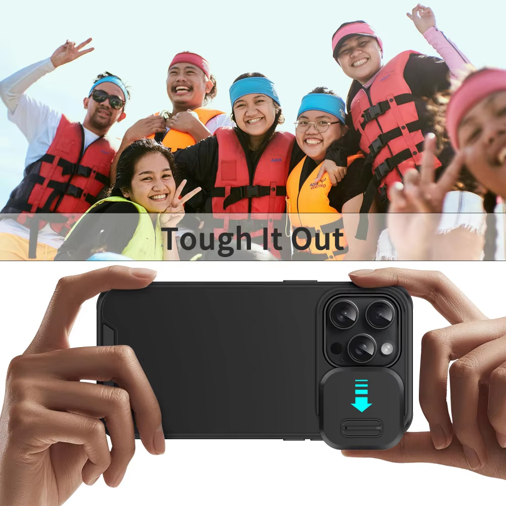 Laudtec Slide Camera Cover for iPhone 18 17 16 Pro Max Armor Shockproof Dual LayerMagnetic Protective Back Phone Shell