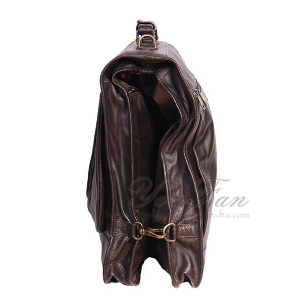 Vintage Leather Travel Garment Bag With Two Front Zipper Pockets