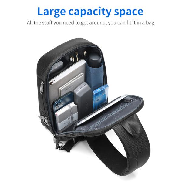 Nuevo logotipo personalizado Bolso de hombro multifuncional resistente al agua anti robo bolso de pecho hombre bolso de eslingas