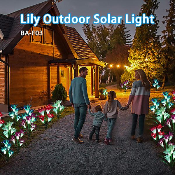 IP65 Lily Flower Solar Light impermeável 4 blocos para a decoração do jardim