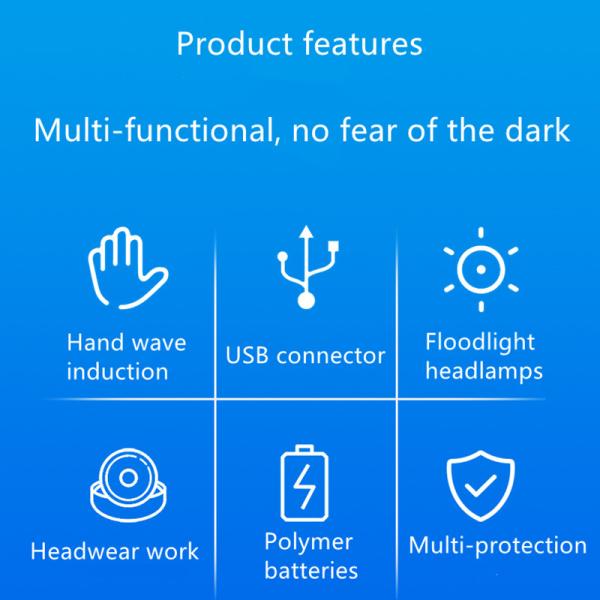 Wave sensor rechargeable headlamp for cycling with USB led headlamp rechargeable