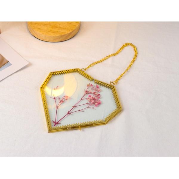 Glass love heart shape gold lace copper girls gift photo frame dried flower clip plant specimen clip wholesale