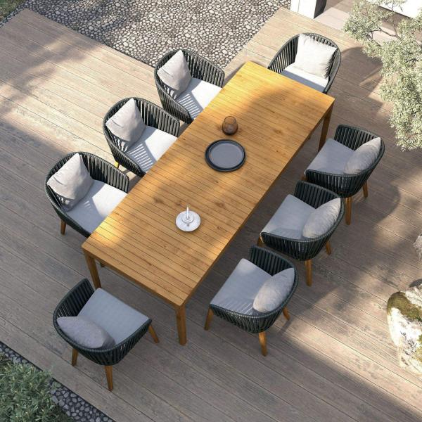 Rattan Color Dining Table And Chair Set Outdoor Garden Courtyard