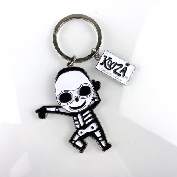 Soft Enamel Zinc Alloy Keychain With Movable Skull Design For Circus-Inspired Promotion And Oversized Round Glasses