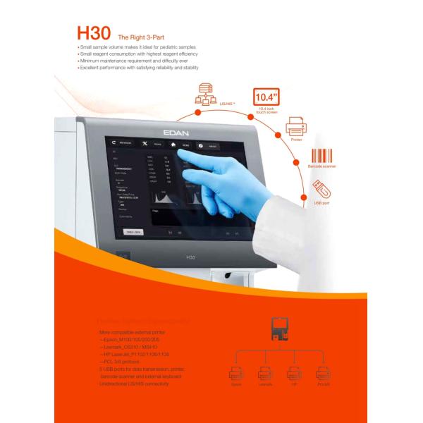 Cheapest Edan medical laboratory equipment Hematology Analyzer/Edan H30 3-Part Hematology Analyzer for hospital